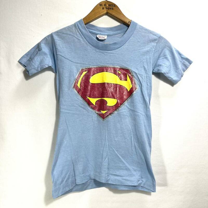 ■ 子供用 70s 70年代 USA製 ビンテージ BELTON SUPER MAN スーパーマン ロゴ プリント シングルステッチ Tシャツ サイズM KIDS キッズ服■