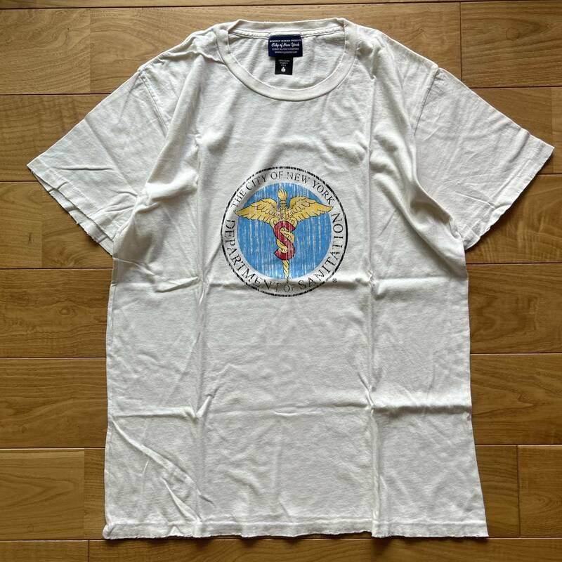 新品 送料無料 DSNY Department of Sanitation New York オフィシャル Tシャツ Mサイズ Cream Made in USA