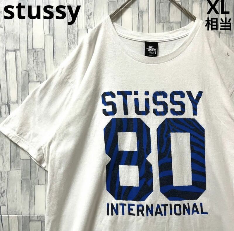 stussy ステューシー 半袖 Tシャツ ビッグロゴ デカロゴ サイズL ホワイト 80ロゴ 送料無料