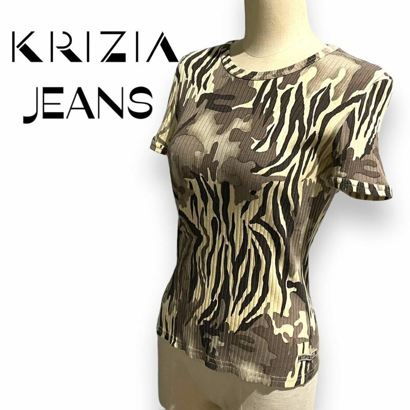 KRIZIA JEANS クリツィア　ストレッチTシャツ　カットソー　トップス　リブカットソー　迷彩