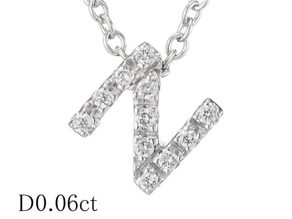 ポンテヴェキオ ダイヤモンド/0.06ct イニシャル N デザイン ネックレス K18WG