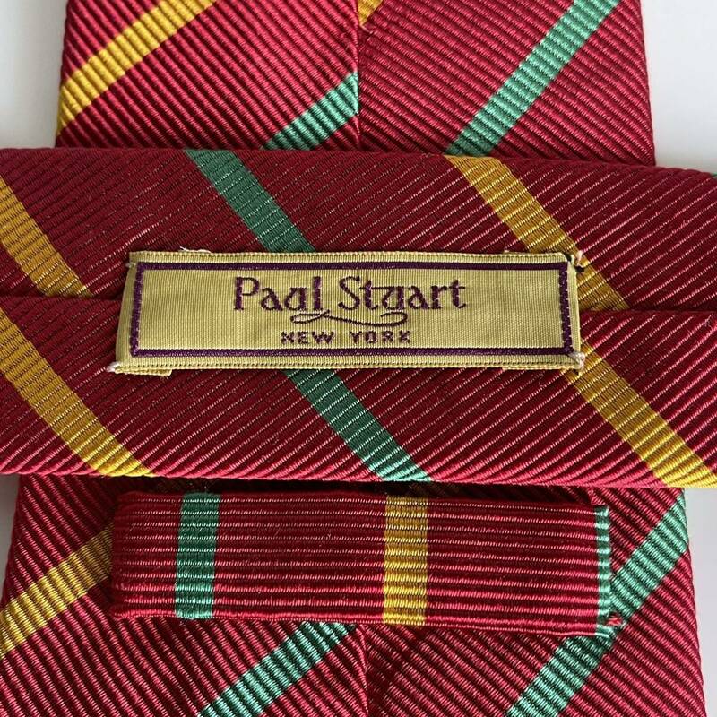 Paul Stuart( ポールスチュアート) 赤黄色緑ストライプネクタイ
