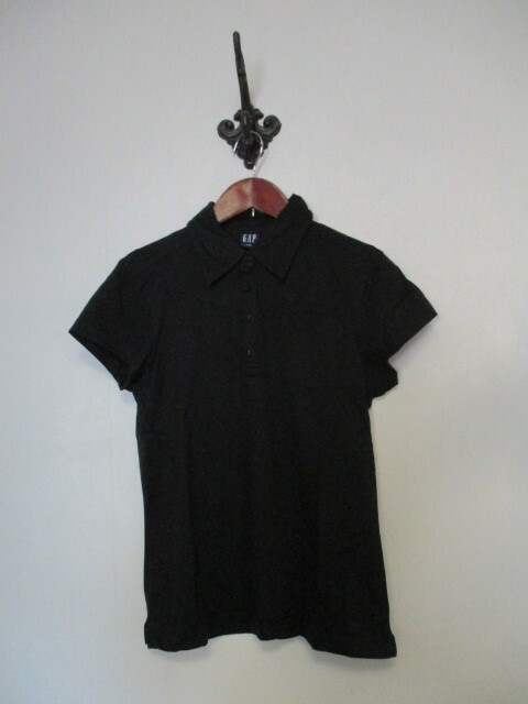 GAP 黒カットソー素材半袖ポロシャツ（USED）71423