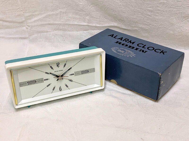 12416/レトロポップ SEIKO アラームクロック ROBIN 置時計 お洒落 未使用 紙箱 アンティーク 昭和レトロ 当時物