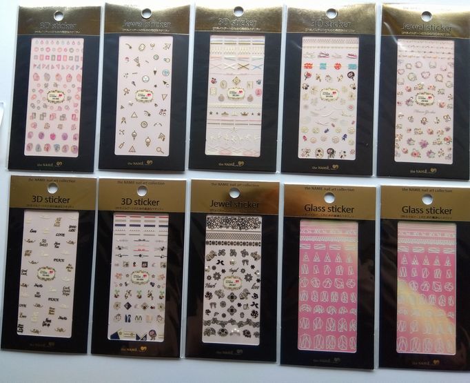 ナ03■和柄・花柄・モノトーン等ネイルシール10枚セット■3D・Glass・Jewel　sticker　DIYネイルアート＊the　NAMIE