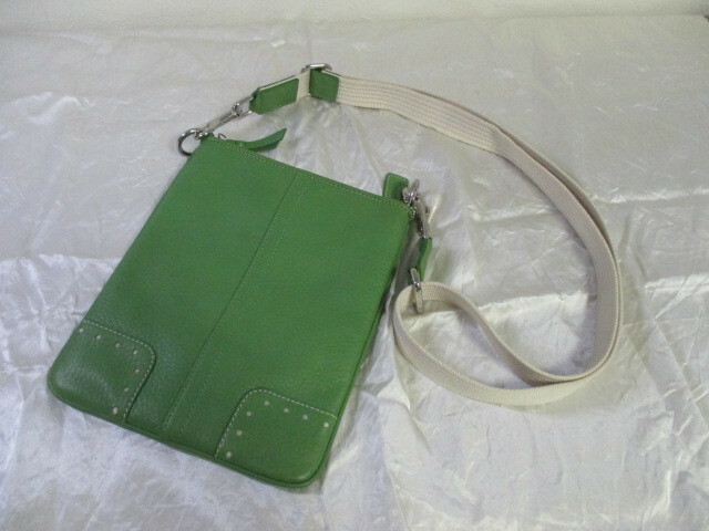 COCH コーチ 緑革製ミニショルダーバッグ（USED）70823)