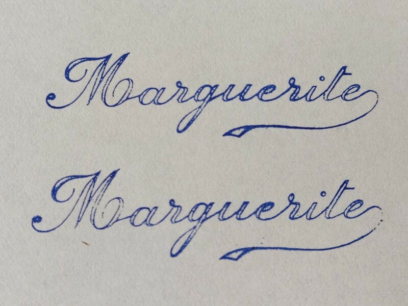 Marguerite　マーガレット　フランス語　アンティーク　名前　スタンプ　ヴィンテージ　ハンコ　花　フラワー　アルファベット　イニシャル