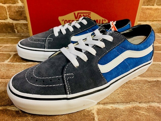 ★新品/24cm！バンズ.USA企画/SK8-LOW.スケートロー.VANS.青.スウェードレザー.本革.スニーカー.箱付き.1970'sヴィンテージサーフスタイル