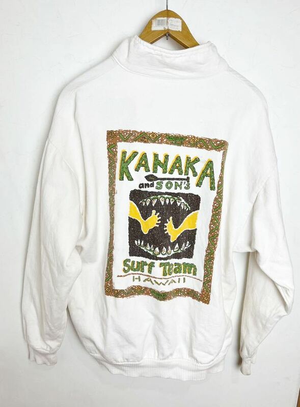 90s' ヴィンテージ　MADE IN USA . KANAKA and Sons' SurfTeam コットンプルオーバー　100 % Cotton aloha and Mahalo.
