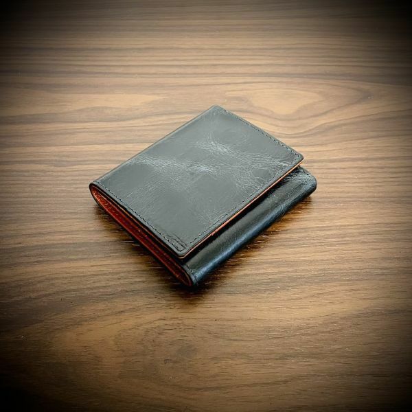 イタリアンレザー ミニ財布 三つ折り 財布 コンパクト ウォレット メンズ財布 レディス財布 本革 ブラック 黒
