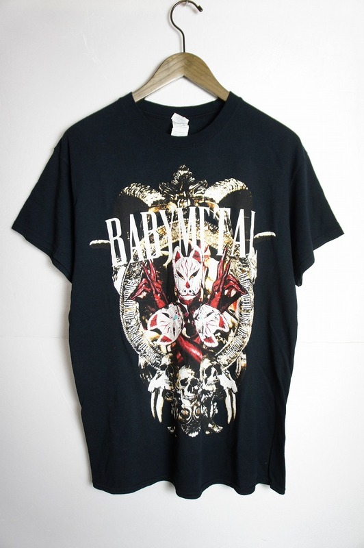 美品 BABYMETALベビーメタル Tシャツ BACK TO THE USA/UK TOUR2014 狐のお面 黒627N