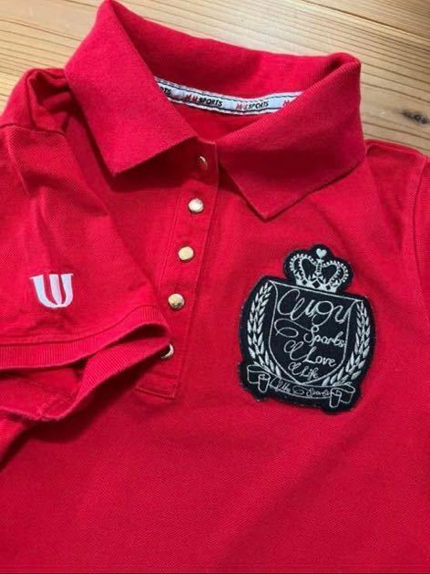 送料込み！ m.u.sports 半袖ポロシャツ 赤 レッド 40サイズ 襟デザイン ミエコウエサコ 半袖シャツ GOLF ゴルフウェア ワッペン