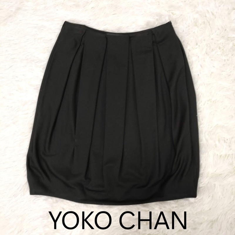 YOKO CHAN ヨーコ チャン 膝丈スカート　バルーン　タック ブラック 黒 36 S相当 美品　㈱ヨーコチャン YCS-14SS-011