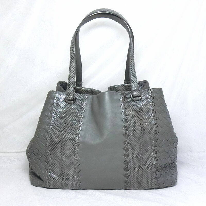 【送料無料】ボッテガヴェネタ BOTTEGA VENETA イントレチャート ナッパ アイヤーズ トートバッグ グレー 340149★極美品