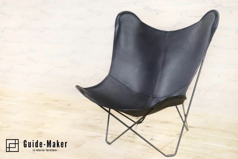 GMGH186○クエロ / CUERO バタフライチェア KFチェア 椅子 シングルソファ ハンモック 本革 定価約16万 モデルルーム展示品