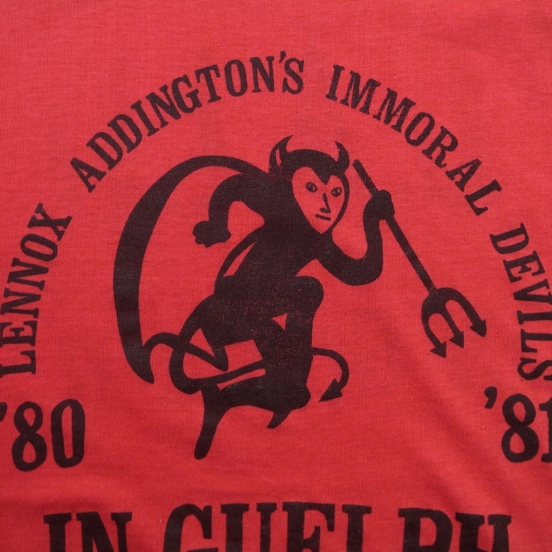 80s ヴィンテージ デビル リンガー Tシャツ 赤 / 悪魔 トリム グッドプリント 70s カレッジ