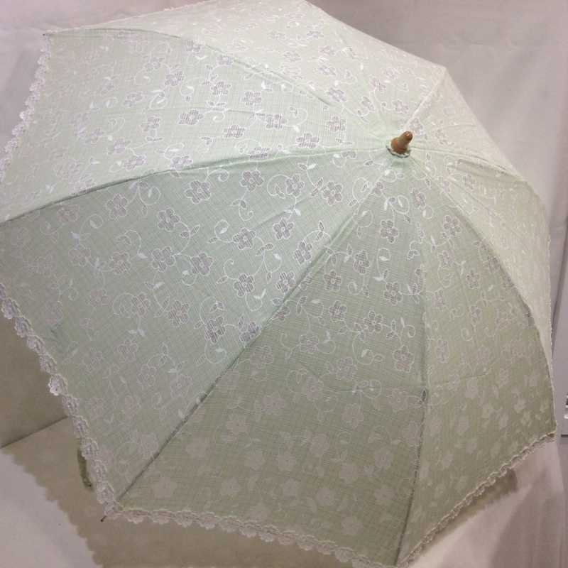 新品☆折りたたみ日傘 百貨店商材 ライトグリーン 日本製 袋付き