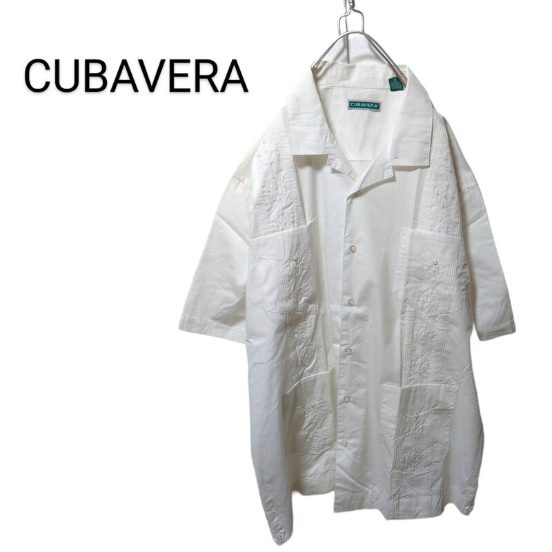 【CUBAVERA】vintage 刺繍入り リネン キューバシャツ A1062