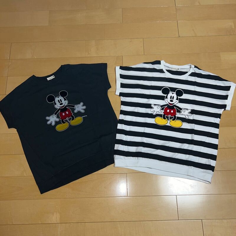 ブランシェスのディズニーコラボ　ミッキーマウスTシャツ　150サイズ　ボーダーと黒