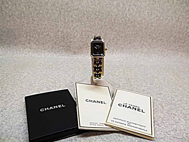 ★☆【シャネル】CHANEL シャネル プルミエール Lサイズ H0001 腕時計 レザー クォーツ ブラック レディース ot☆★