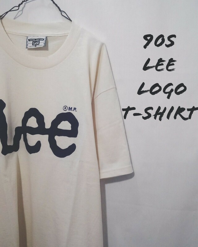 Vintage Lee logo t-shirt 90s ビッグサイズ リー ロゴ プリント クルーネック 半袖 Tシャツ アメリカ製 USA製 生成り 丸胴 ビンテージ