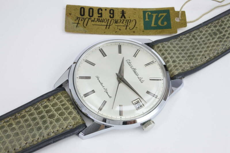 ☆☆☆　デッドストック品　1966年製 　CITZEN　HOMER　DATE　検定用金色機械　２１石　手巻紳士腕時計　タグ付き