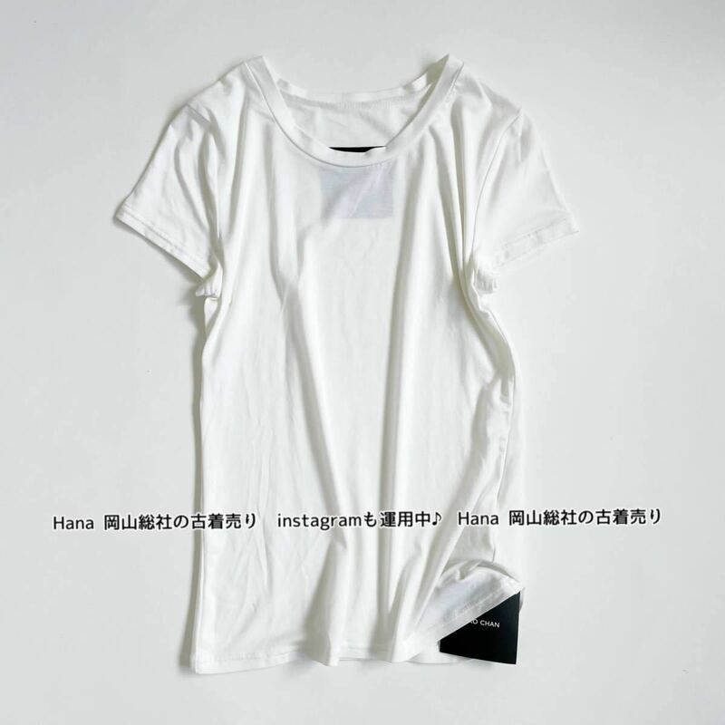 23102R YOKO CHAN ヨーコチャン　半袖tシャツ　フレンチスリーブ　白　半袖　Tシャツ　カットソー　クルーネック　ホワイト　レディース