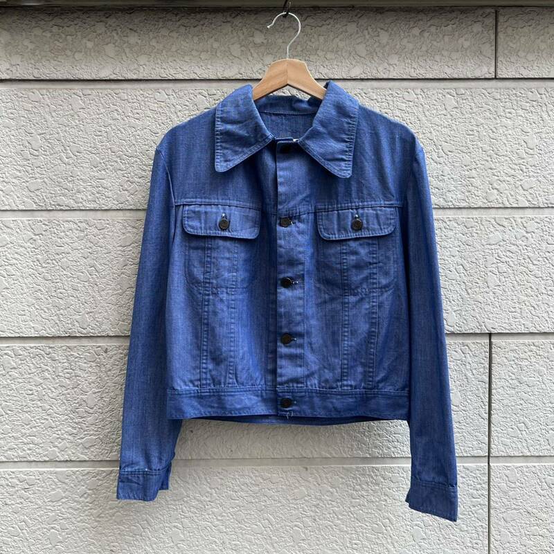 70s ユーロ古着 デニムジャケット Gジャン ジージャン Dacron DU PONT デュポン 光沢あり 薄手 euro vintage ヴィンテージ DENIM