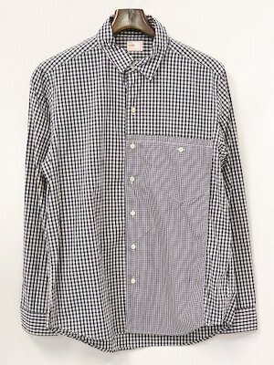 KATO カトー GINGHAM CHECK PATCHWORK SHIRTS ギンガムチェックパッチワークシャツ S BLACK×WHITE ブラック×ホワイト