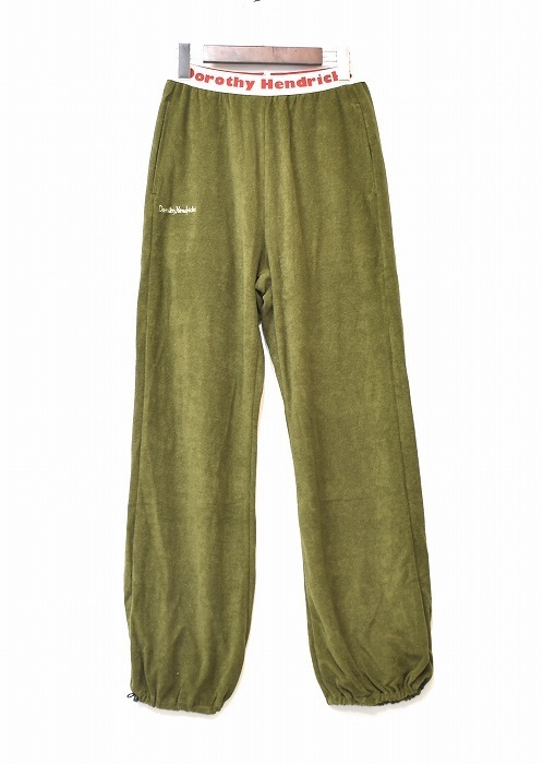 Dorothy Hendricks（ドロシー ヘンドリクス）DH0030 EASY PANTS ロゴ LOGO パイル地 イージーパンツ トラックパンツ リラックス OLIVE M