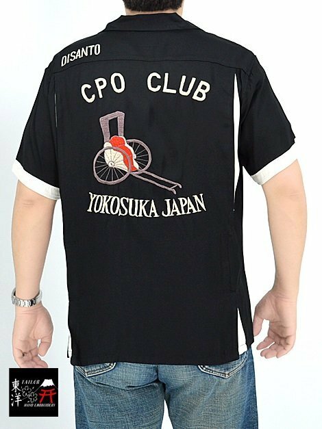 スカボーリングシャツ「CPO CLUB」◆テーラー東洋 ブラックXLサイズ TT39103 刺繍 人力車 オリエンタル スカシャツ アメカジ