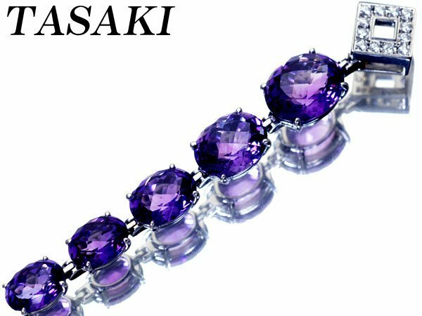 【ジュエリー極】TASAKI 極上天然アメジスト5石＆上質ダイヤモンド0.12ct 高級K18WGペンダントヘッド h6010mg【送料無料】