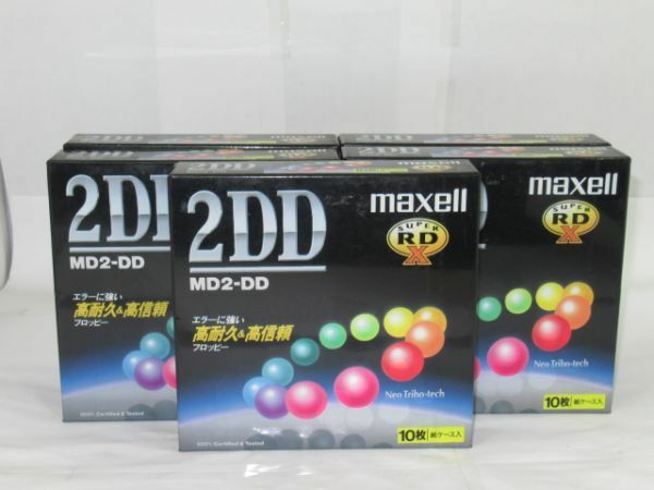 W 18-4 未開封 maxell マクセル 5インチ フロッピーディスク 2DD MD2-DD 10枚パック×5 50枚セット SUPER RDX ネオ・トライボテック