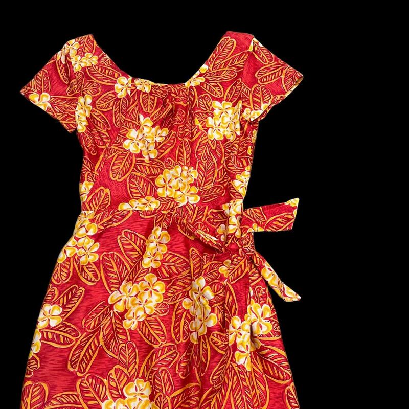 ビンテージ　50’s デッドストック　ハワイアン　ドレス　NOS 50年代　古着　ロカビリー　ロックンロール　レア　プルメリア　USA