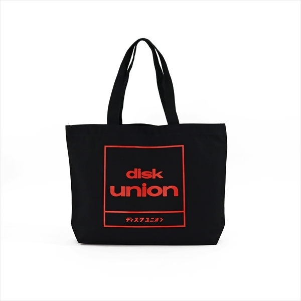 diskunion 四角ロゴ トートバッグ L (Black/Red) / ディスクユニオン DISK UNION