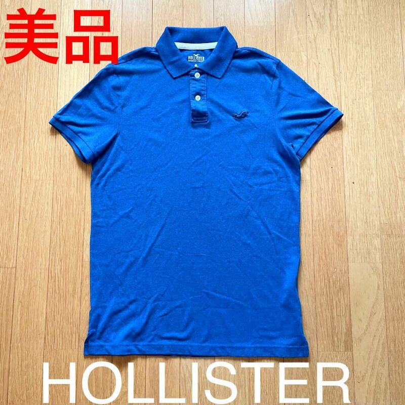 美品 HOLLISTER ホリスター ブルー 半袖 ポロシャツ サイズM オーバーサイズ