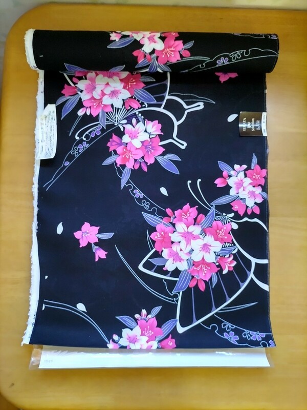 YUKATA Best Selection 浴衣反物(黒/蝶に夾竹桃)・B品