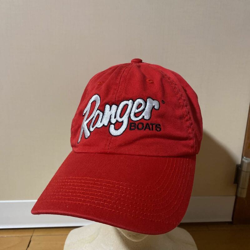 送料込 Ranger BOATS レンジャーボート キャップ 帽子 釣り バス バスボート アジャスター レッド 赤 刺繍ロゴ