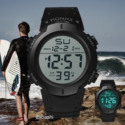 HONHX 腕時計 デジタル腕時計 ダイバーズウォッチ 3気圧防水 r