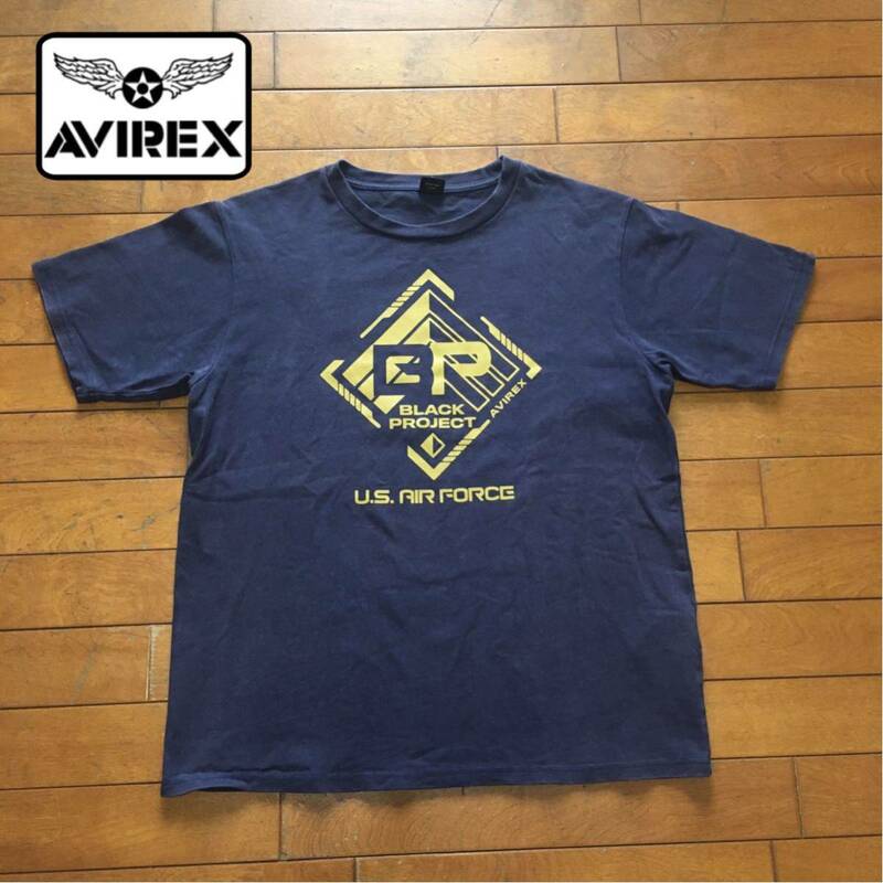 ☆【 AVIREX 】★ BLACK PROJECT レビーコットン ミリタリー プリントTシャツ★サイズL