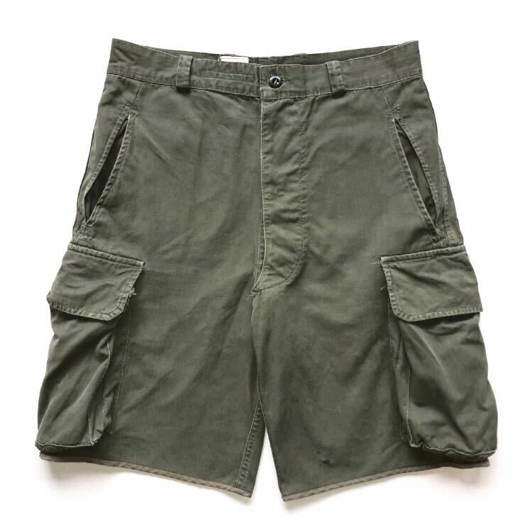 60s vintage フランス製 M-47 後期型 再構築 カーゴ ショートパンツ olive-green size L 希少 FRENCH ARMY リメイク ショーツ オールド old