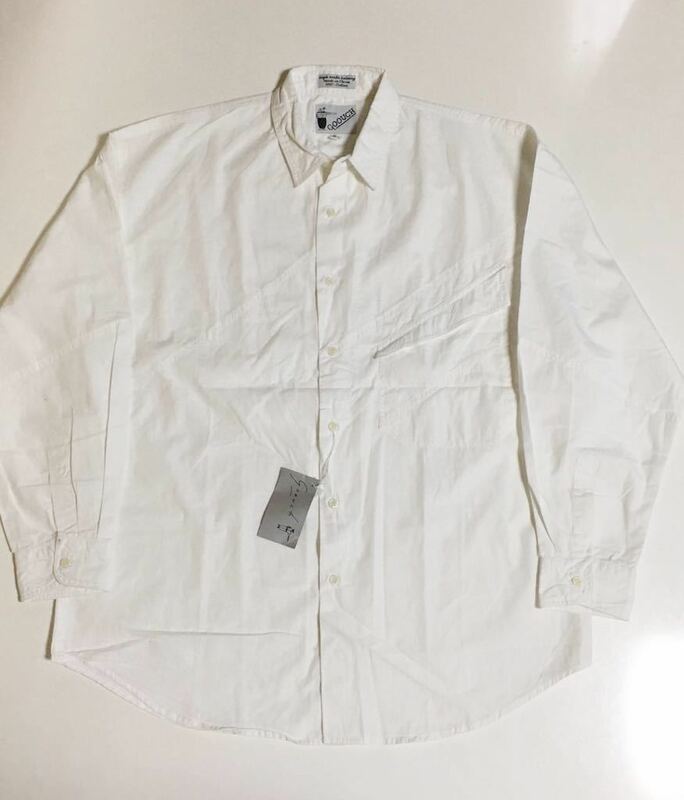 GOOUCH 90s デザイン ホワイト シャツ M グーチ vintage cotton design shirts ヴィンテージ 白 WHITE dedstock デッドストック 柄