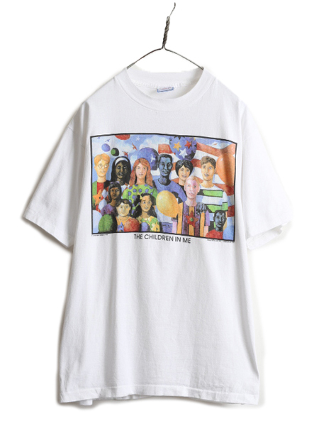 90s USA製 ★ アート イラスト 両面 プリント Tシャツ メンズ XL 90年代 オールド 当時物 グラフィック シングルステッチ ヘビーウェイト