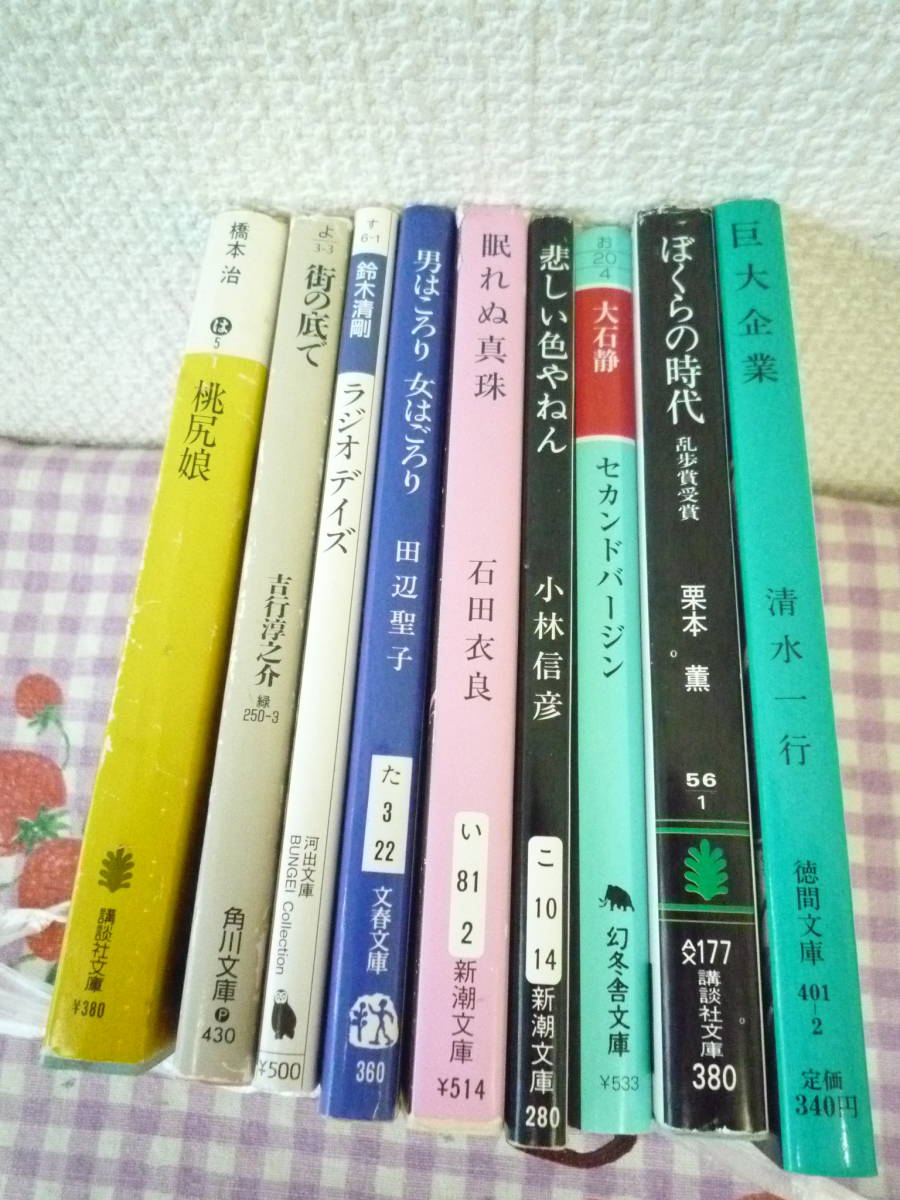 ★　〔小説〕　橋本治、吉行淳之介、鈴木清剛、田辺聖子、石田衣良、小林信彦、大石静、栗本薫、清水一行、計9冊　文庫本