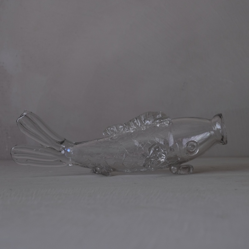 02463 鯉のガラス花瓶 / 吊り下げ 花器 ガラス瓶 オブジェ ヴィンテージ 昭和レトロ 古道具