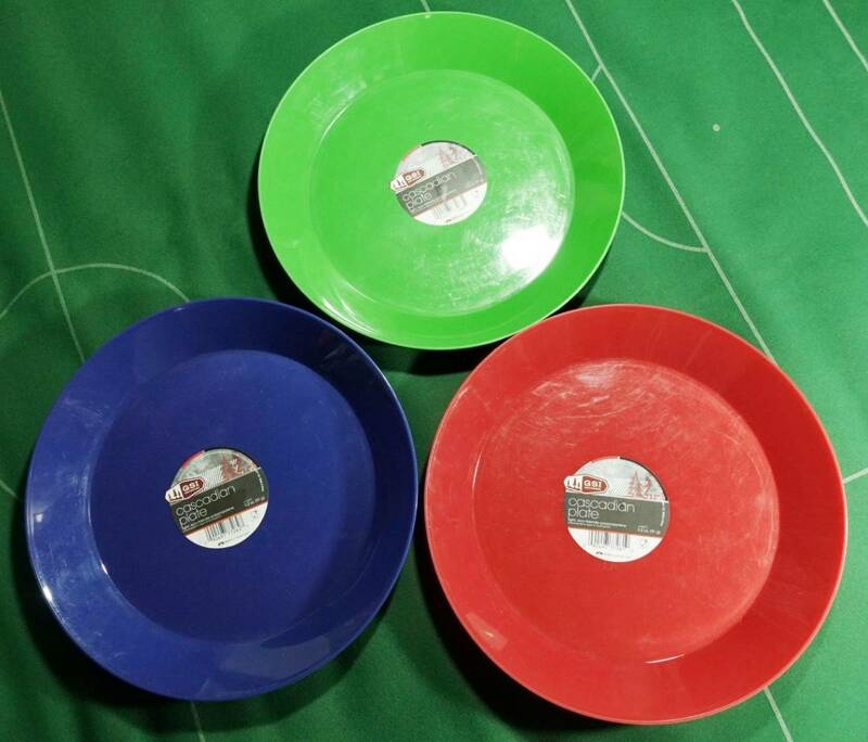 ▲GSI BPAフリーポリプロピレン素材 大皿 24.7cm カレー皿 カスケーディアンプレート 赤緑青 3枚セット 未使用・タグ付!!!▲