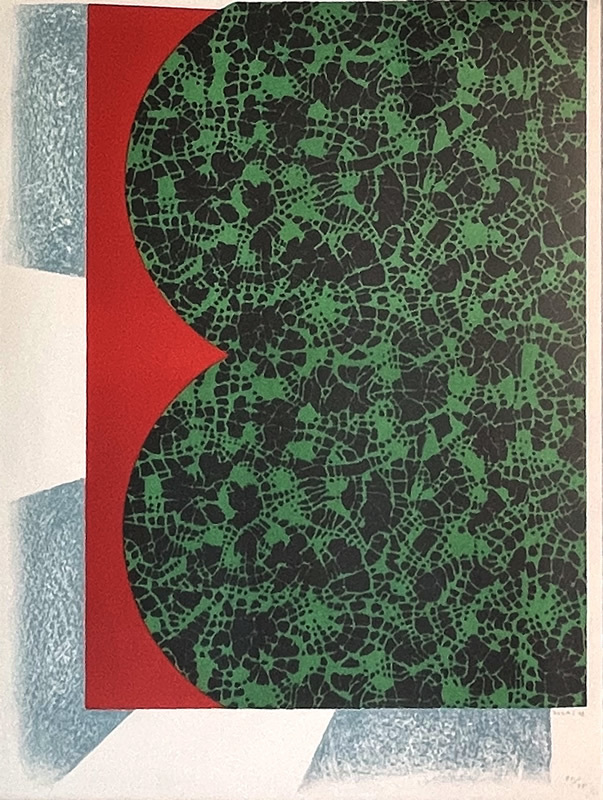 菅井汲「緑のフェスティバルFESTIVAL DE VERT」1966年/リトグラフ/直筆サイン入/僅かにシミ有/真作保証