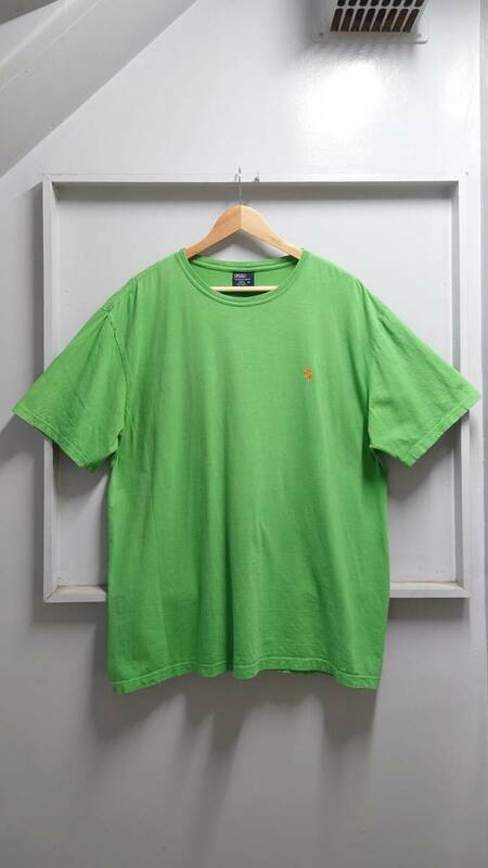 90’s POLO RALPH LAUREN ワンポイント ポニー クルーネック Tシャツ グリーン XL 半袖 ロゴ 刺繍 ラルフローレン