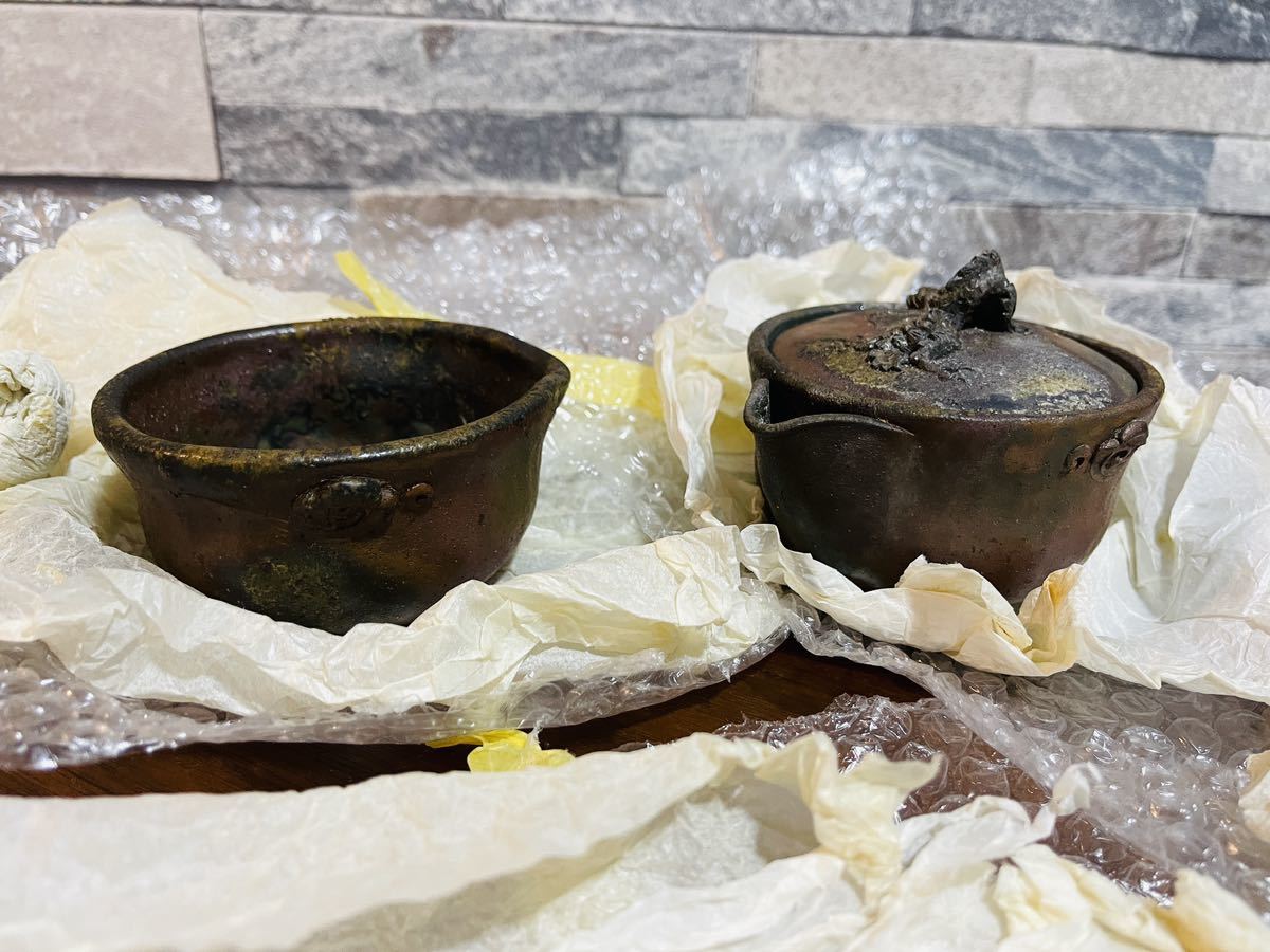 レトロ レア 備前焼 手捻り宝瓶 煎茶器 急須 茶器茶器 湯冷し 陶器陶芸 骨董品　希少　年代物　本物