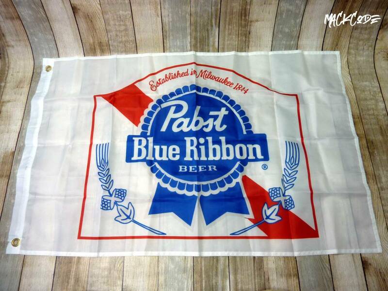 【y4866】送料270円◆Pabst Blue Ribbon Beerパブストビール・バナーフラッグ・タペストリー◆検索バイカーホットロッドアメカジレゲエ